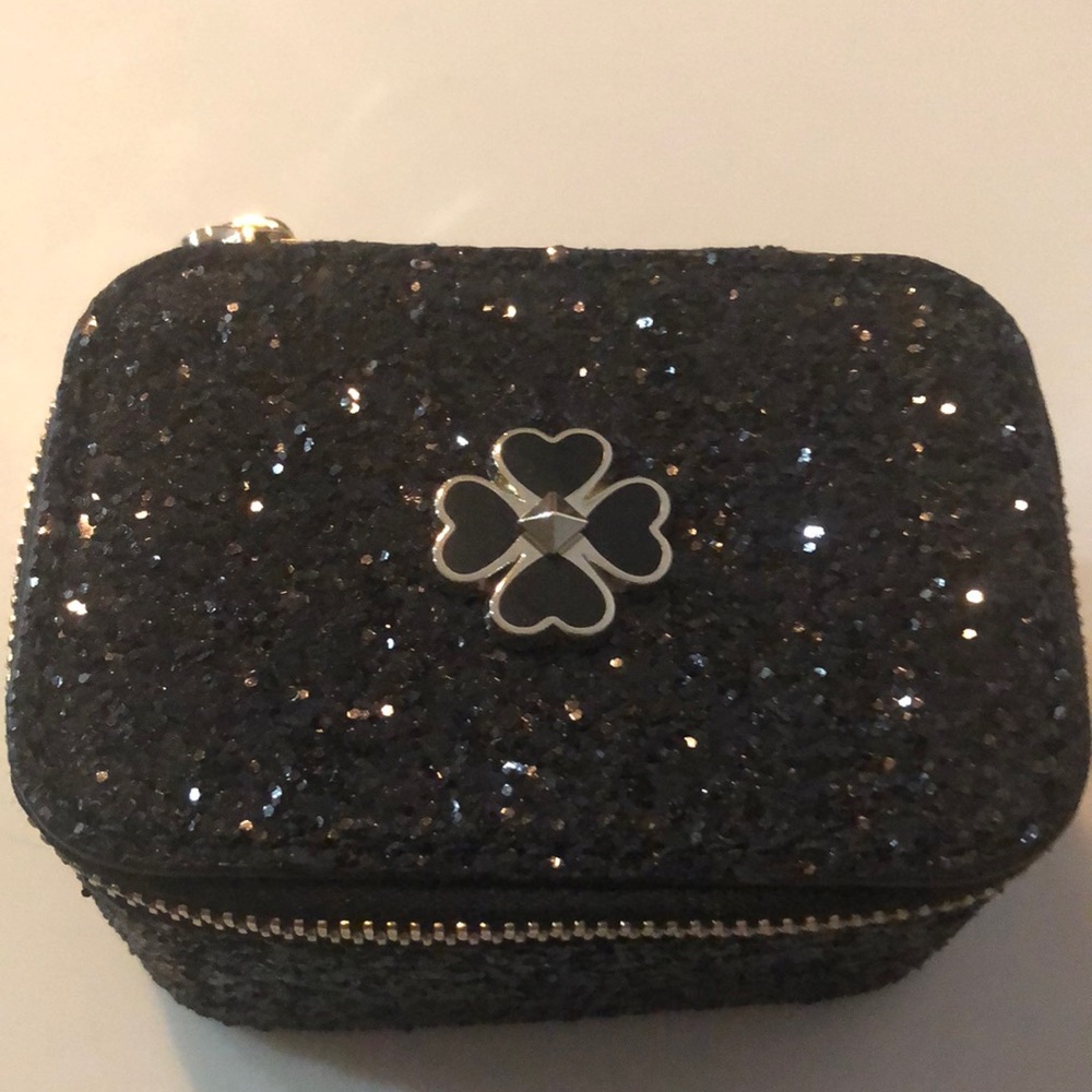 NWT Kate Spade black glitter jewelry holder